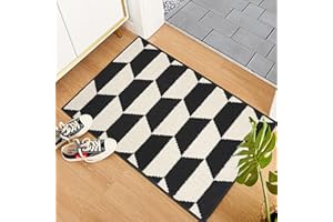 ALLONWAY Wycieraczka 60 X 90 cm, Mata ZatrzymująCa Brud, ChłOnna, PyłOszczelna I AntypośLizgowa, Odpowiednia Do Drzwi Przednich I Tylnych, Kuchni, SchodóW I ZwierząT Domowych, Czarny+Beżowy