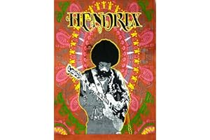 INDIAN CRAFT CASTLE ICC Jimi Hendrix - Arazzo da appendere alla parete con chitarra, stile classico, leggenda del rock, decorazione bohémien, stile psichedelico, hippie, grande, vintage, colore: marrone