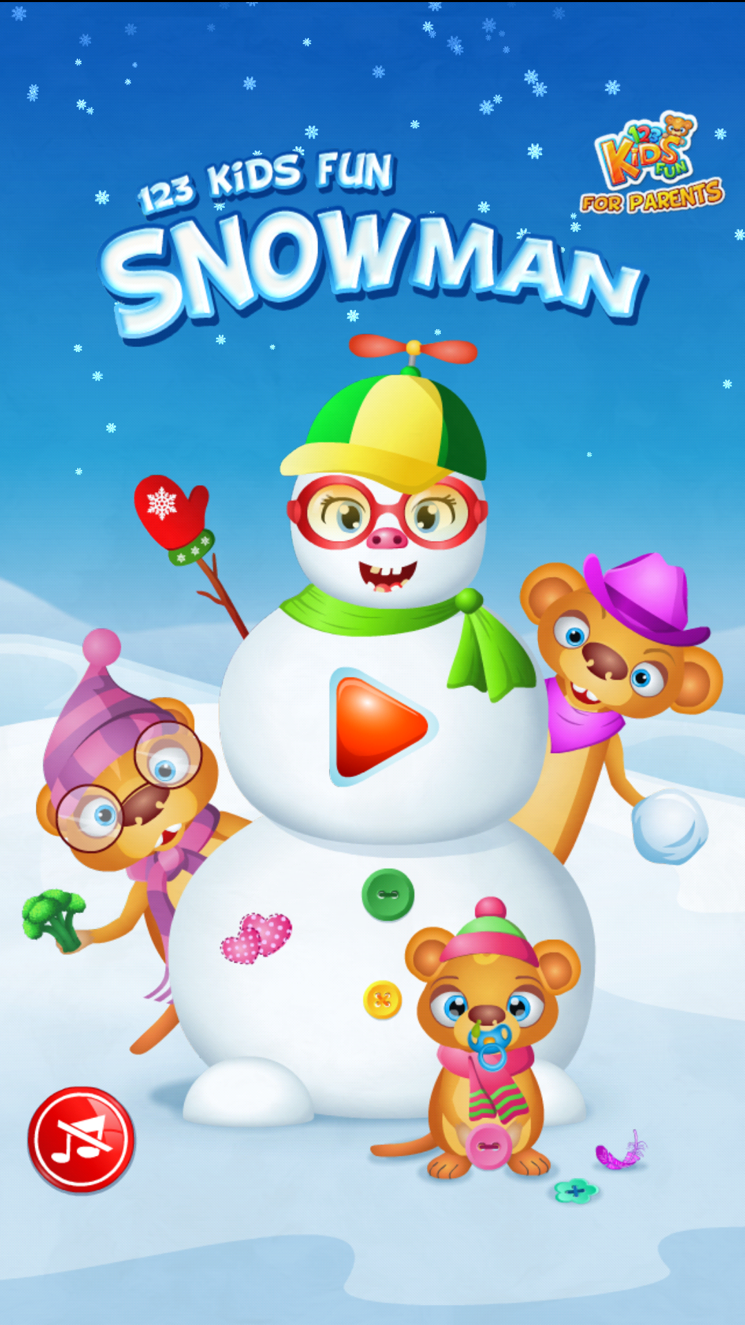 123 Kids Fun SNOWMAN Free Educational Dress Up Game for