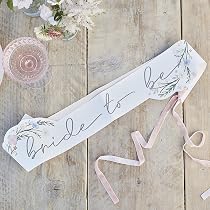 Ginger Ray The Bride Silver Écharpe Pour Enterrement De Vie De Jeune Fille Avec Ruban Argenté, Blanc, 0,2 X 73 X 9,5 Cm, 80 G