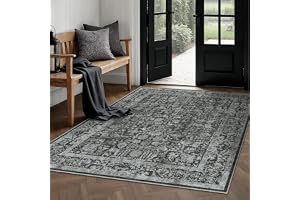 HUGEAR Vintage Vardagsrum Matta 150x210cm Svart Tvättbar Stor Mattor | Halkfri,Sovrumsmatta Rug,Sovrum,Kort Lugg Carpet,Matsal Rugs,Kontor Carpet,Barnrum,Inomhusbruk Golvmatta