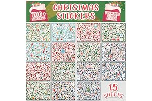 NOBLE PRODUCTS Christmas Stickers – Over 700 Premium Gloss Paper Stickers for Children – Festive Xmas Decorations for Crafts, Scrapbooks, Card Making, Party Bags & Stocking Fillers – Santa, Reindeer, Snow