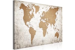 murando - Mappamondo 120x80 cm 1 Part Lavagna Di Sughero & Quadro Su Tela TNT XXL Stampa Bacheca in Sughero Quadro Con Tappo Immagini Decorazione da parete Ufficio Terra Marrone Beige k-C-10001-p-a