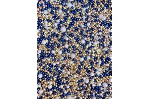 CAKE N BAKE Metallic/Shimmer Balls Edible Cupcake Cake Topper Sprinkles (90G Tub) (Dark Blue & Gold)