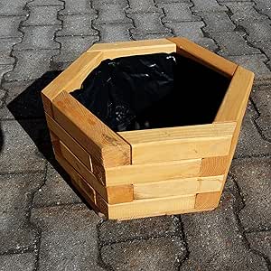 Blumenkübel aus Holz Sechseck - Durchmesser 40 cm lasiert Pflanzkübel