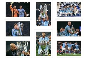 RJR PRINTS Set of 20 Manchester City 2022/23 Champions League Final Players Signed 6X4 Inch Photo Prints With Pre Printed Signatures Autograph Gift