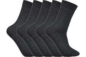 Laulax 5 Pairs Finest Combed Cotton Smooth Seamless Toe Boys School Socks (3-16 Years), Black, Charcoal, Navy…