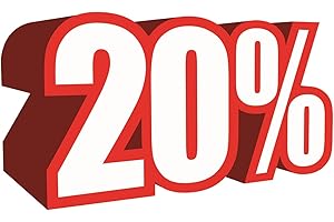 AGENTUR WERNER KUHLINS Aufkleber 20% in 3D-Optik für SALE, Rabattaktionen und Schlussverkäufe - Ankleber für Schaufenster und Glasscheiben (20%)