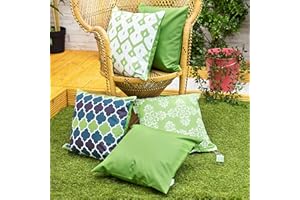 Gardenista Decorative Garden Cushion Cover 45x45 cm | 5 PACK | English Ivy Green | Soft Water - Resistant Fabric for Durability | Waterproof Outdoor Cushion Covers | Moroccan Collection for Gardens
