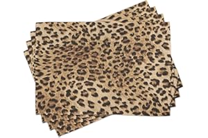 ABAKUHAUS Leopard-Druck Platzmatten, Wildtierhaut, Waschbare Stoff Esszimmer Küche Tischdekorations Digitaldruck, Pastellbraun