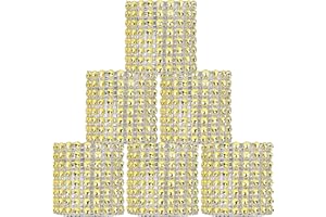 MAOXINTEK Rond de Serviette de Table Ruban Strass Argent Parure en Bling pour la Décoration 50pcs de Diamants d'anniversaire de Mariage Or