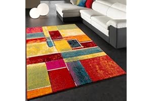 ‎PACO HOME Dywan Do Salonu Krótkie W³osie Nowoczesny Vintage Streszczenie Kolorowe, Rozmiar:240x330 cm, Kolor: Wielokolorowy