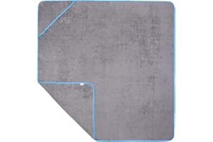 ‎SOWEL Sowel® Kapuzenhandtuch, 100% Bio-Baumwolle, Badetuch mit Kapuze für Erwachsene, Kinder und Babys, Größe 140x140 cm, Grau/Blau