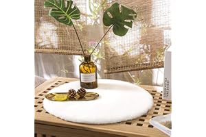 Teppich Wölkchen Tappeto Soffice Di Pelliccia Finta Di Coniglio - Decorazione Da Salotto - Tappeto Di Pelliccia Lavabile Come Tappetino Da Letto - Bianco - 30cm Rotondo