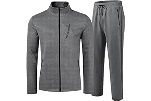 AjezMax Survêtement pour homme à manches longues Couleur unie Survêtement de loisirs sport de course avec fermeture éclair