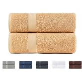 Todocama Set of 2 Large Bath Towels, 100% Cotton 550 GSM Extra Soft, Highly Absorbent and Quick Drying, 100 x 150 cm, Beige