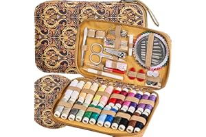 BOBODE Printing Sewing Sets Boho Pattern Sewing Kit Case with Sewing Supplies Accessories & 24 Color Sewing Thread Professional Travel Sewing Set for Adults, Emergency,Home Use