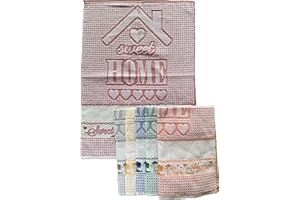 OM DOLCE CASA M&O Strofinacci Canovacci con Tela Aida per Ricamo Misura CM 50X70 100% Cotone Pacco da 6 Pezzi Modello Home Prodotto in Italia