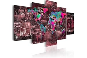 murando Impression sur toile intissee 150x75 cm 5 parties tableau tableaux decoration murale photo image artistique photographie graphique Carte du Monde k-A-0080-b-o