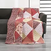 Qucover Quilted Bedspread for 90 cm Bed, Floral Patchwork Print Bedspread | 150 x 200 cm Duvet Bed 90, Lightweight Soft Micro