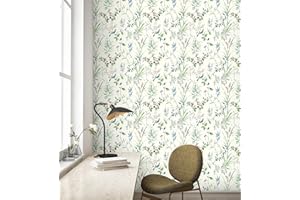 GAULAN 680951 - Carta da parati in vinile ecologico di rami fiori e uccelli per pareti soggiorno cucina bagno camera da letto corridoio sala da pranzo - Rotolo di 10 m x 0,53 m