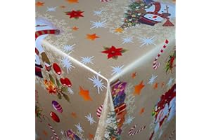 DHT-WACHSTUCH Oilcloth Tablecloth Garden Tablecloth Christmas Candy Cane Gold Choice of Width and Length 80 x 80 cm Square Washable