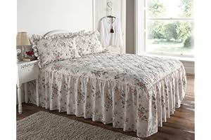 Musbury Quilted Classic Rose Garden Floral Fitted Double Bedspread