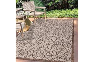 JONATHAN Y SMB107C-8 MADRID Filigrana vintage tessitura testurizzata area esterna interna tappeto,classico,tradizionale,facile pulito,cortile,patio,non spargimento,taupe/espresso,240 cm X 300 cm
