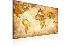 murando World map with pinboard 120x80 cm 1 Piece Print on non woven canvas Beaverboard Canvas practical pinboard to pinching your notes World map Vintage k-B-0051-v-a