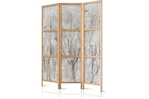 murando - Biombo XXL Parajo Bosque Hojas Botanical 135x171 cm 3 Paneles Lienzo de Tejido no Tejido Tela sintética Separador Madera Design de Moda Home Office Japón c-C-0462-z-b