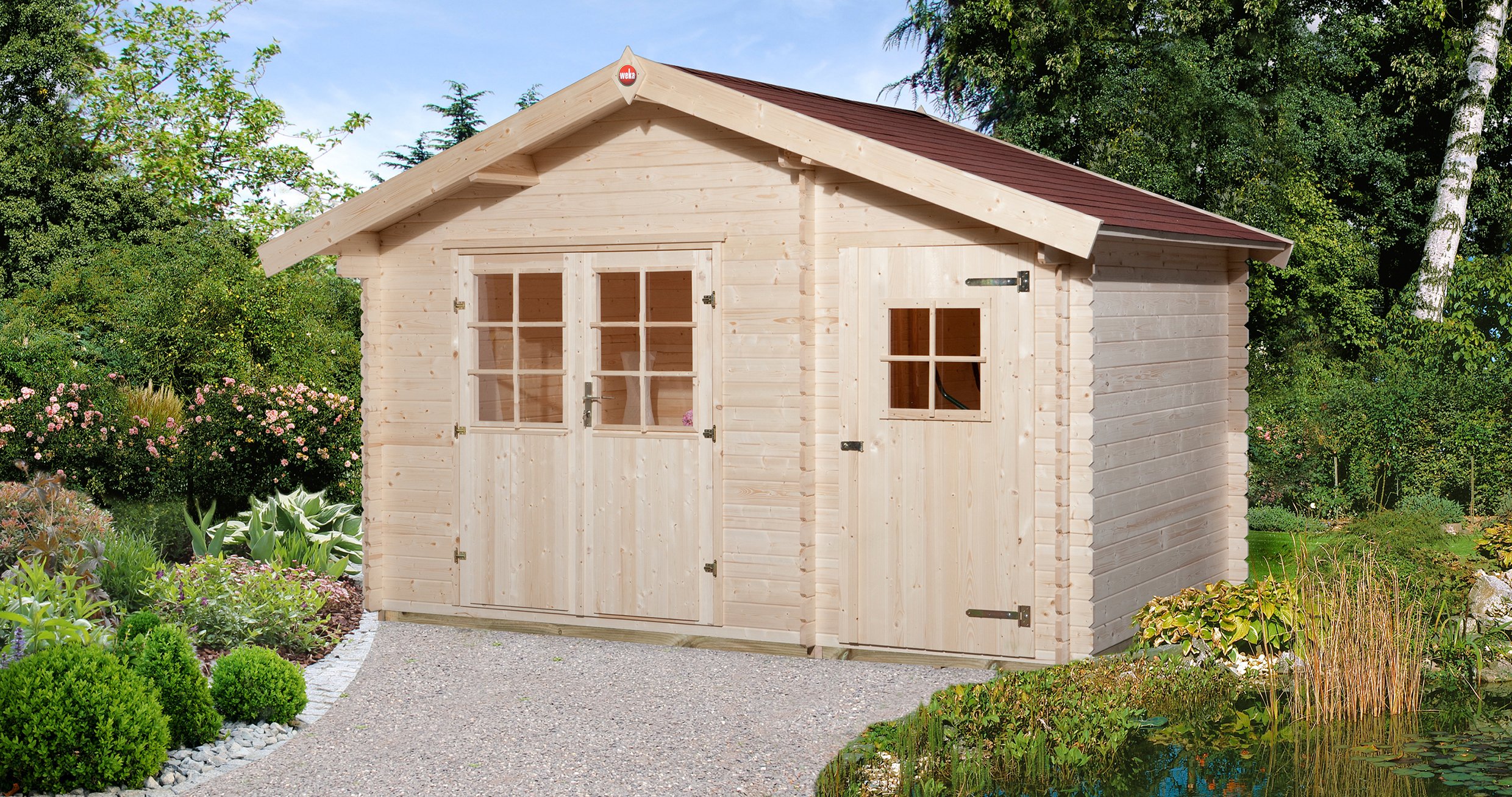 weka Gartenhaus 253 Gr.1, 28 mm, DT, Nebenraum ET, V50, mit 2. Raum