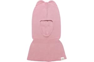 KNITAS Schlupfmütze Schalmützen aus Baumwolle für Baby Kinder I Winter, Herbst Gestrickte Sturmhaube Balaclava für Jungen und Mädchen 3 Monate-7 Jahre I Doppellagiger Mütze in Beige, Rosa