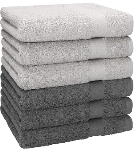 Betz Lot De 10 Serviettes Invité 30x50 Cm 100% Coton Premium – Gris Argenté & Anthracite, Ultra Douces Et Absorbantes