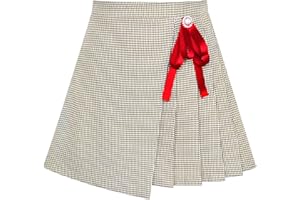 Sunny Fashion Girls Skirt Beige Pleated Bow Tie Back School Uniform Age 6-14 Years