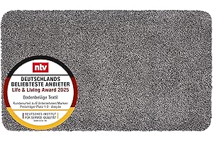 Astra Schmutzfangmatte innen waschbar 75x130 cm – Sauberlaufmatte anthrazit 100% Baumwolle Matte - Entra SAUGSTARK - rutschfeste Fußmatte pflegeleicht
