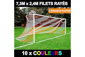 Filet de But Rayé/Deux Couleurs pour Buts de Football de 7,3m x 2,4m (Variété de Couleurs) | Filet de Cage de Football | Filet de But de Foot Ultra Résistant