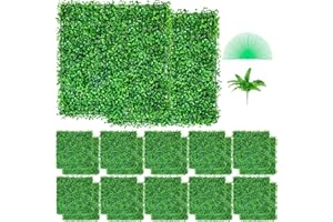 VEVOR 24 Pezzi Artificiale Pannello da Siepe di Bosso, 25,4 x 25,4 cm, Siepi Artificiali, Recinzione Artificiale Bosso, Edera Finta Effetto Realistico Decorazione Plastica Verde, Spessore da 4 cm