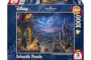 Schmidt Spiele 59484 Thomas Kinkade, Disney Die Schöne und das Biest, Tanz im Mondlicht, 1000 Teile Puzzle
