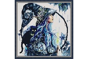 Stitchmelody Stamped Cross Stitch Kits,11CT Printed Pattern Embroidery Kit DIY Home Décor-Magical Girl 47cm×47cm