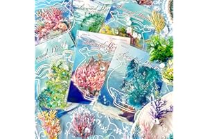 MISKEPAA Scrapbooking Accessori Kit for Bullet Journal, 60 Pcs Scrapbooking Accessori Stickers Set, Oceans Scrapbooking Stickers for Scrapbook, Junk Journaling, Bullet Journal, Painting (Seaweed World)