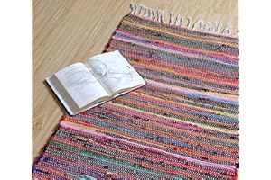 Second Nature Online - SHANTI Multi Coloured Rug | Hand Woven | Eco-Friendly: 100% Recycled Fabric | Ethically Sourced | Flat Weave (60 cm x 90 cm)