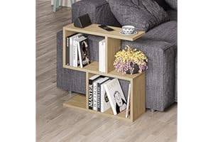 HOCUS PICUS 2 Tier Storage End Side Table | Versatile C Table | 60x60x19.50cm | Shelves Organizer | Office Living Room | End Desk Stand Display (Oak)