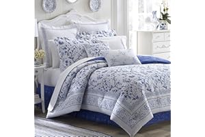Laura Ashley Collection Set di Biancheria da Letto, Cotone, Charlotte Blu, Re, King