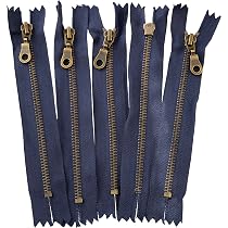 Cremalleras Espiral N°5 80cm Azul Oscuro - Juego 6 Unidades Separables, Cursor Decorativo, Para Costura