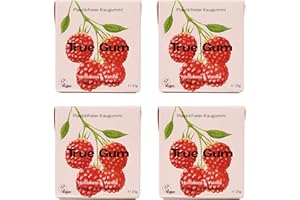 ‎TRUE GUM True Gum 4er SET: HIMBEERE & VANILLE | Plastikfreier Kaugummi | Biologisch Abbaubar | Vegan | 4 x 21 g, 84 g