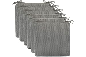 Brandsseller Cojín para asiento de jardín exterior con ribete, aspecto de panal, resistente al agua y a la suciedad, con cintas de fijación, 40 x 40 x 4 cm, paquete de 6 unidades, color topo