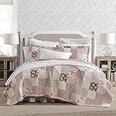 Laura Ashley - Krali&ccedil;e Yorgan Seti, Ters &Ccedil;evrilebilir Pamuklu Yatak &Ouml;rt&uuml;leri, Kırk Yama İşi Esinlenen Ev Dekoru (Celina Patch