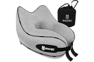 ‎SNUGL SNUGL Reisekissen – Memory Foam Nackenkissen – Flugkissen | Stütznackenkissen für unterwegs | Reise-Nackenkissen für Flugzeug mit Tragetasche | Flugreise-Essentials (Erwachsene Regelmäßig, Grau)
