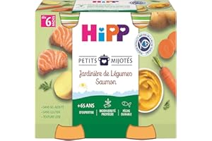 HiPP - Petits Mijotés - Jardinière de Légumes Saumon - Pots 2 x 190 g