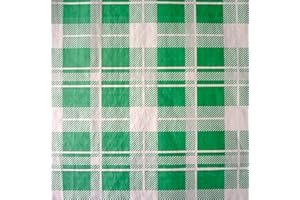 Alfincart Tovaglie di carta - 100 tovaglie monouso in formato cm. 100x100 - Fantasia scozzese verde e bianco
